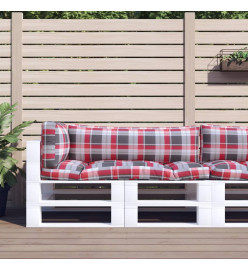 Coussins de palette 3 pcs motif à carreaux rouge tissu