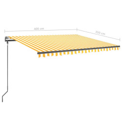 Auvent automatique rétractable avec poteaux 4x3,5 m Jaune blanc