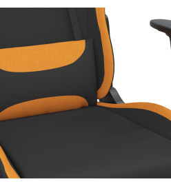 Chaise de jeu de massage avec repose-pied Noir et orange Tissu