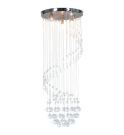 Plafonnier avec perles de cristal Argenté Spirale G9