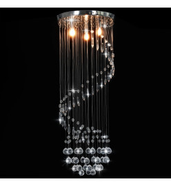 Plafonnier avec perles de cristal Argenté Spirale G9