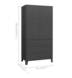 Garde-robe industrielle Anthracite 90x50x180 cm Métal