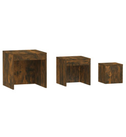 Tables gigognes 3 pcs Chêne fumé Bois d'ingénierie