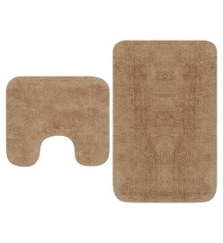 Tapis de salle de bain 2 pcs Tissu Beige