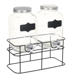 2 pcs Distributeurs de boissons avec support 2 x 4 L Verre