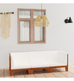 Salon de jardin 3 pcs avec coussins Bois d'acacia solide
