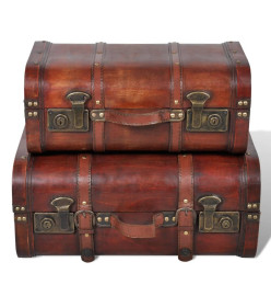 Coffre de rangement vintage Bois Marron 2 pcs