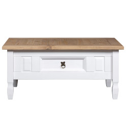 Table basse Pin mexicain Gamme Corona Blanc 100x60x45 cm