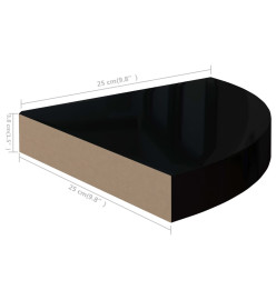 323889  Floating Corner Shelf High Gloss Black 25x25x3,8 cm MDF