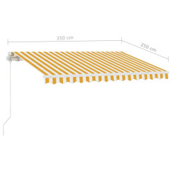 Auvent manuel rétractable sur pied 350x250 cm Jaune/blanc