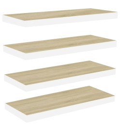 Étagères flottantes 4 pcs Chêne et blanc 60x23,5x3,8 cm MDF