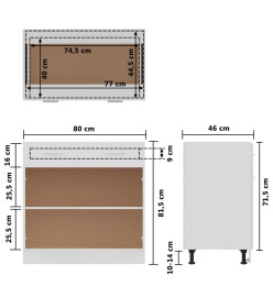 Armoire de plancher Blanc brillant 80x46x81,5 cm Aggloméré