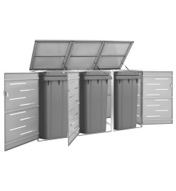 Abri pour trois poubelles 207x77,5x115 cm Inox