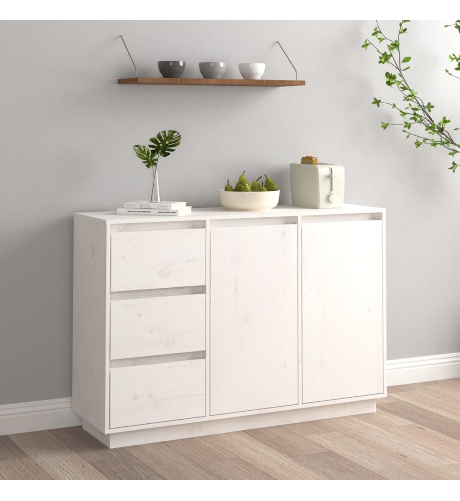 Buffet Blanc 111x34x75 cm Bois massif de pin