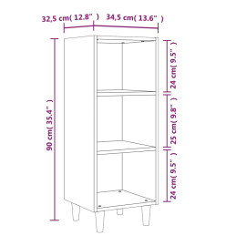 Buffet Gris béton 34,5x32,5x90 cm Bois d'ingénierie