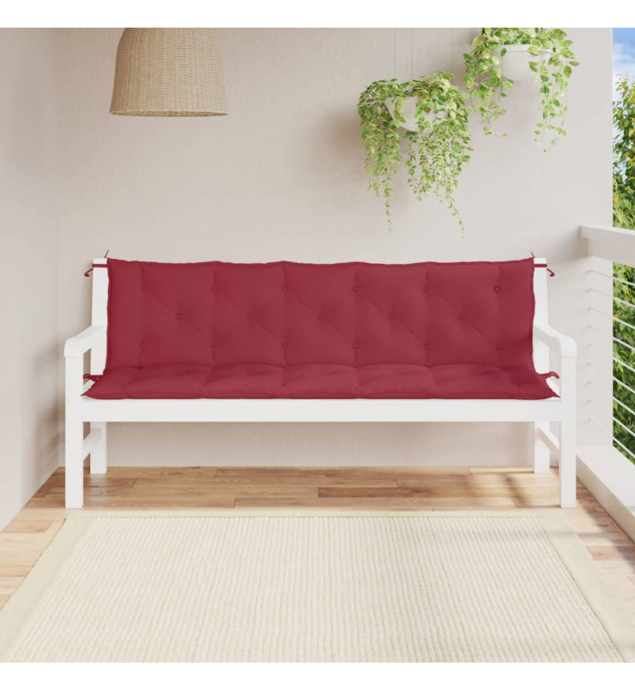 Coussins de banc de jardin 2 pcs rouge bordeaux tissu Oxford