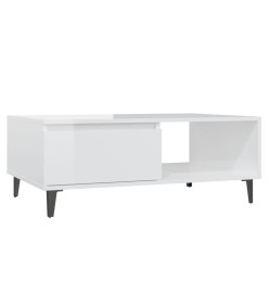 Table basse Blanc brillant 90x60x35 cm Aggloméré