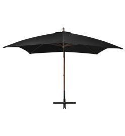 Parasol suspendu avec mât Noir 3x3 m Bois de sapin massif