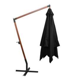 Parasol suspendu avec mât Noir 3x3 m Bois de sapin massif