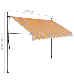 Auvent manuel rétractable avec LED 250 cm Jaune et bleu