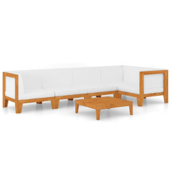 Salon de jardin 6 pcs avec coussins Bois d'acacia solide