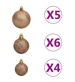 Arbre de Noël artificiel avec LED et boules Noir 150 cm PVC