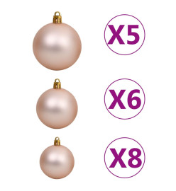 Arbre de Noël artificiel avec LED et boules Noir 150 cm PVC