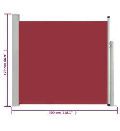 Auvent latéral rétractable de patio 170x300 cm Rouge