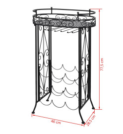 Casier à bouteilles avec porte-verre pour 9 bouteilles Métal