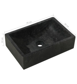 Lavabo 45x30x12 cm marbre noir brillant