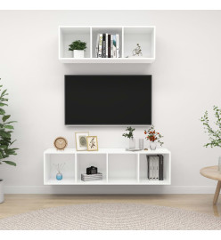 Ensemble de meuble TV 2 pcs Blanc Aggloméré