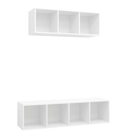 Ensemble de meuble TV 2 pcs Blanc Aggloméré