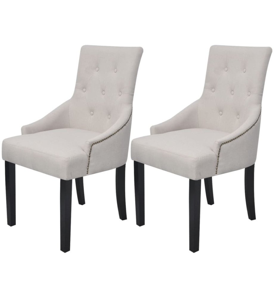 Chaises à manger lot de 2 gris crème tissu