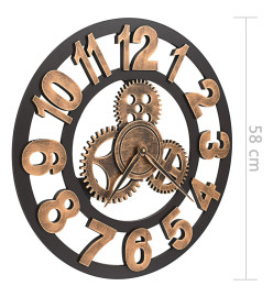 Horloge murale Métal 58 cm Doré et noir