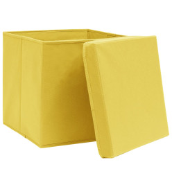 Boîtes de rangement et couvercles 10 pcs Jaune 32x32x32cm Tissu