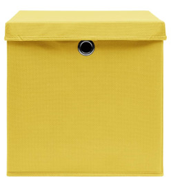 Boîtes de rangement et couvercles 10 pcs Jaune 32x32x32cm Tissu