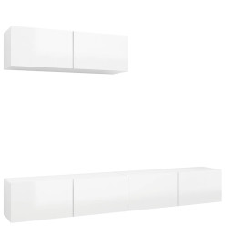 Meubles TV 3 pcs Blanc brillant Aggloméré