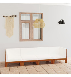Salon de jardin 4 pcs avec coussins Bois d'acacia solide