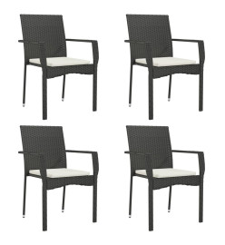 Mobilier à dîner de jardin et coussins 5pcs Noir Résine tressée