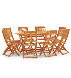 Mobilier à dîner d'extérieur pliable 9 pcs Bois d'eucalyptus
