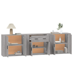 Buffets 3 pcs Sonoma gris Bois d'ingénierie