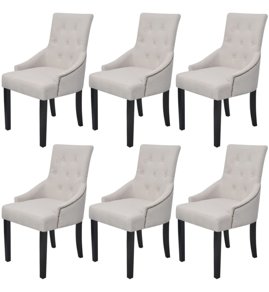 Chaises à manger lot de 6 gris crème tissu