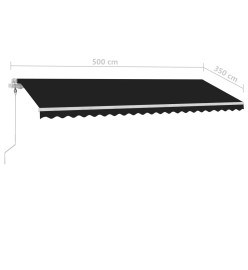 Auvent automatique capteur de vent et LED 500x350 cm Anthracite