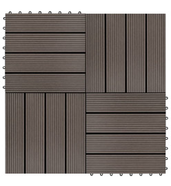 Carreau de terrasse 11 pcs WPC 30 x 30 cm 1 m² Marron foncé