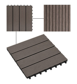 Carreau de terrasse 11 pcs WPC 30 x 30 cm 1 m² Marron foncé