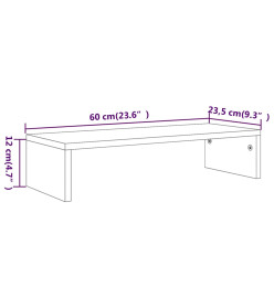 Support de moniteur Gris béton 60x23,5x12 cm Bois d'ingénierie