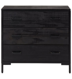 Commode Noir 75x35x70 cm Bois de pin massif