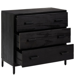 Commode Noir 75x35x70 cm Bois de pin massif