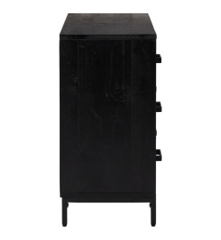 Commode Noir 75x35x70 cm Bois de pin massif