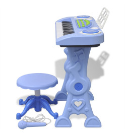 Clavier jouet d'enfants et tabouret/microphone 37 touches Bleu